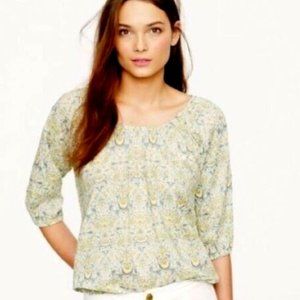 J. Crew Liberty London Peasant Lodden Paisley Cotton Casual Shirt Top Blouse XS